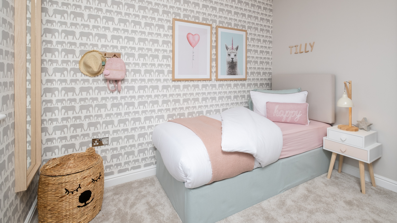 Redrow - Inspiration - Animal-themed bedroom with elephant patterned wallpaper