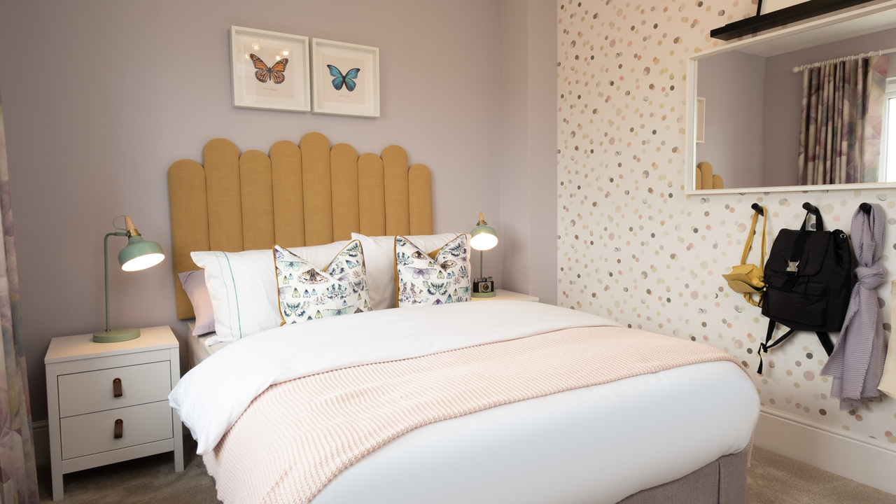 Redrow - Inspiration - Bedroom with butterfly artwork